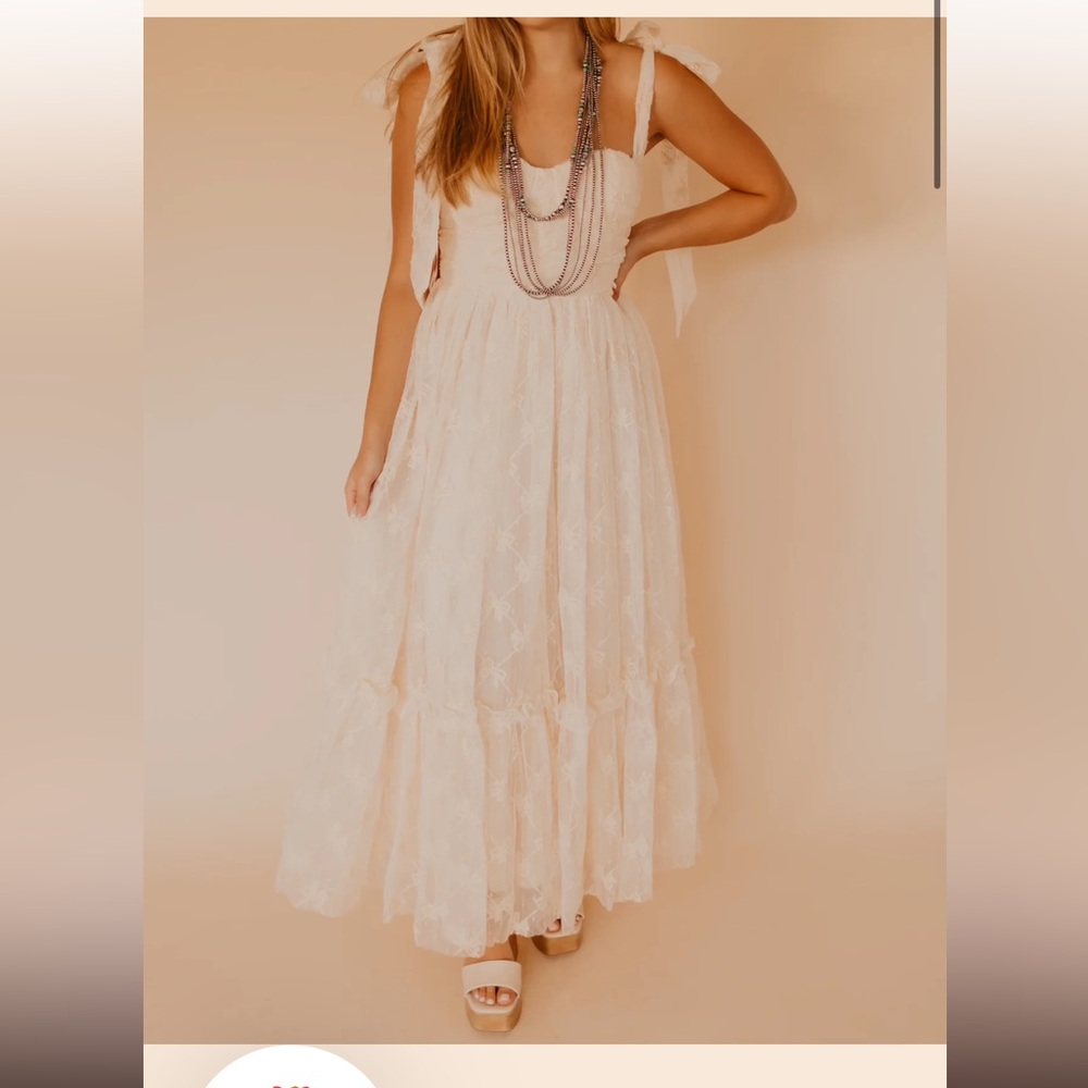 Tie shoulder midi dress